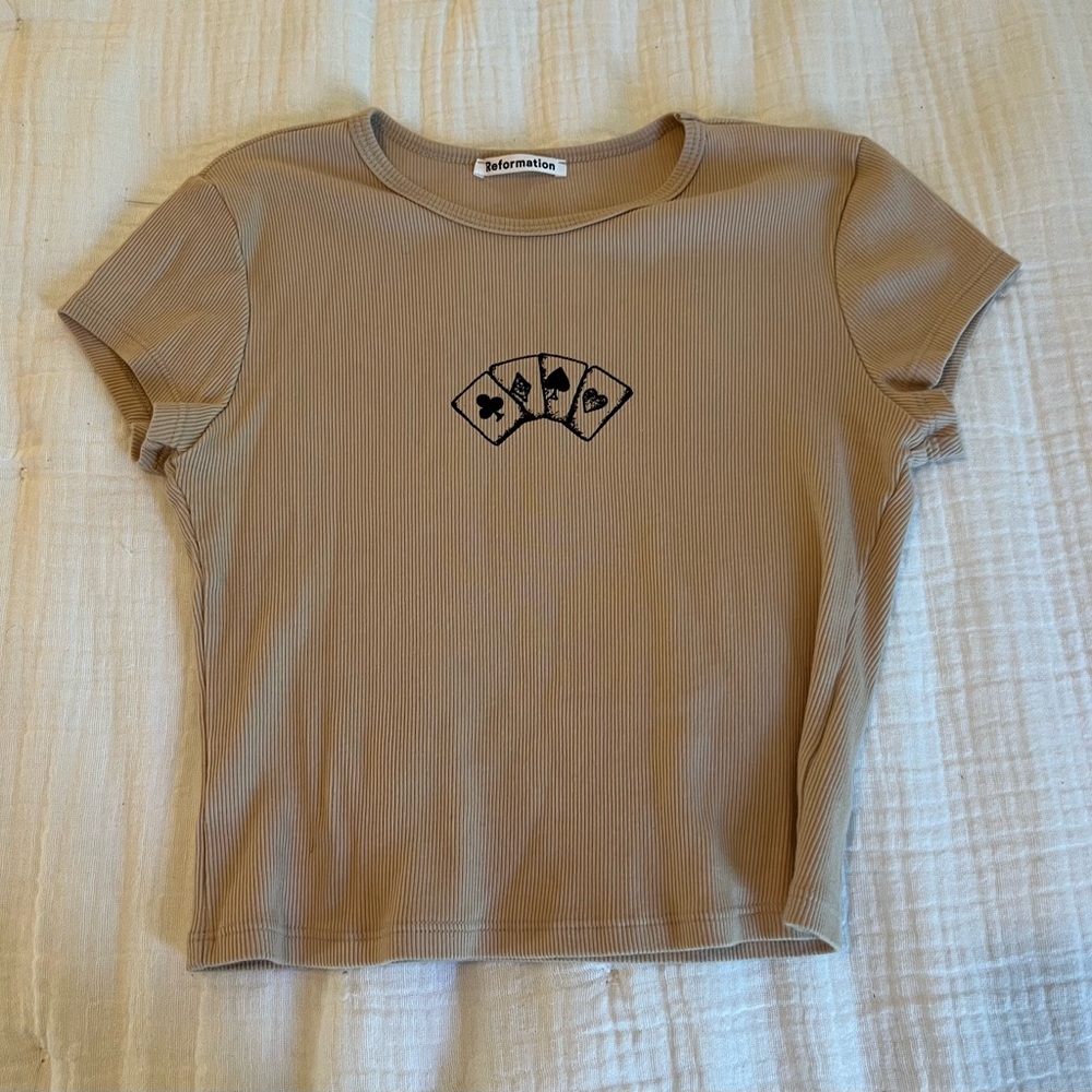 Reformation Tan Short Sleeve Tee